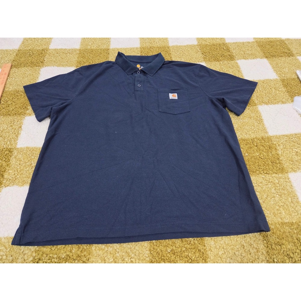 Carhartt Mens 2XL Navy Blue Original Fit Short Sleeve Pocket Polo Shirt 0963